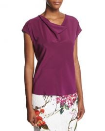 Cowl-Neck Cap-Sleeve Silk Blouse at Neiman Marcus